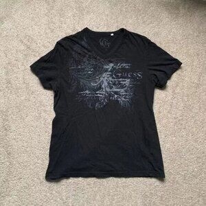 Y2K Black Guess Poem Emo Mall Goth Tee